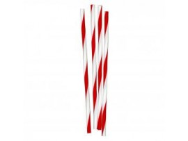 STRAW PAPER RED WHITE STRIPE 8" 200X6MM