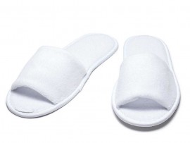 SLIPPERS OPEN TOE FLEECE WHITE PAIR