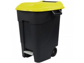 BIN PEDAL WHEELED YELLOW 100LT