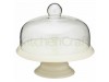 STAND CERAMIC CAKE WITH GLASS DOME 29CM