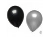 BALLOONS BLACK AND SILVER METALLIC 12"